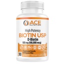 높은 효능 Biotin USP (D-Biotin 100,000mcg) - 우수한 Biotin, 유기 쌀 가루, 헤어, 피부, 및 Myelin 건강을위한 채식 캡슐, 미국에서 만든 (100mg / 90 캡슐)
