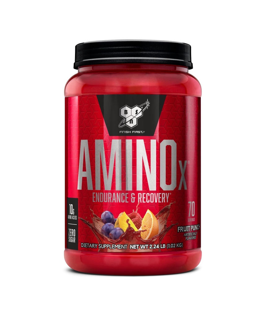 BSN 아미노 X 근육 회복 & BCAAs를 가진 내구시간 분말, 아미노 산의 10 그램, Keto 친절한, 카페인 자유로운, 지원 내구시간, 영 설탕, 과일 펀치, 70 봉사 (5월 Vary)