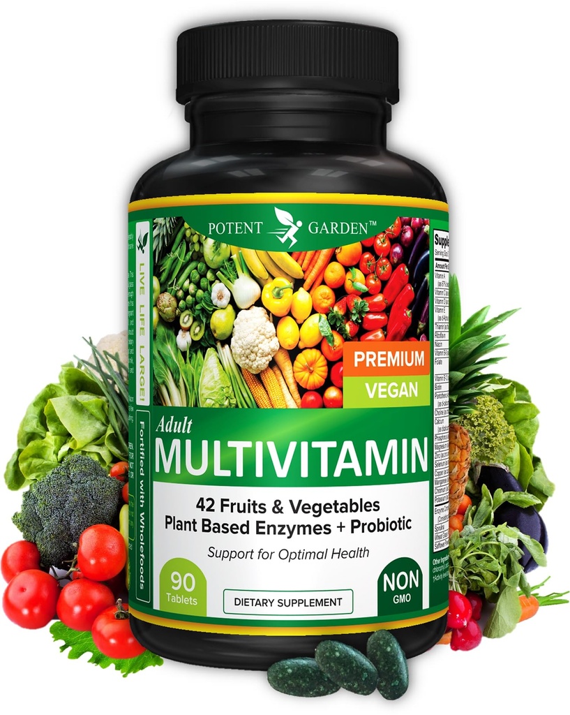 여성 & 남자를 위한 유력한 정원 성인 Multivitamin, 42의 과일 & 야채 플러스 프로바이오틱스, 지원 에너지 대사 & 면역 체계, 남자 & 여자 비 GMO를 위한 매일 Multivitamin, 90의 탭, 30의 서빙