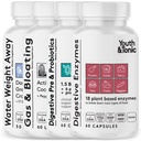 물 보유, 가스 또는 식품 소화에서 Pre & Probiotics와 청소년 & Tonic Bloating 구호, 액체 활성화 된 숯 및 소화 효소 번들 팩