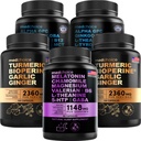 MEDCHOICE Sleep Melatonin (90ct), Turmeric & Ginger (240ct) 및 Nootropic Brain (120ct) 보충 번들 - 뇌, 수면, 및 면역 지원을위한 웰빙 트리오 - Vegan, Non-GMO, 글루텐 프리