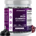 비공식 철 65 mg 여자 & 남자를위한 보충 - 240 Vegan Gummies - 비타민 C를 가진 중대한 Tasting 철 거미 비타민