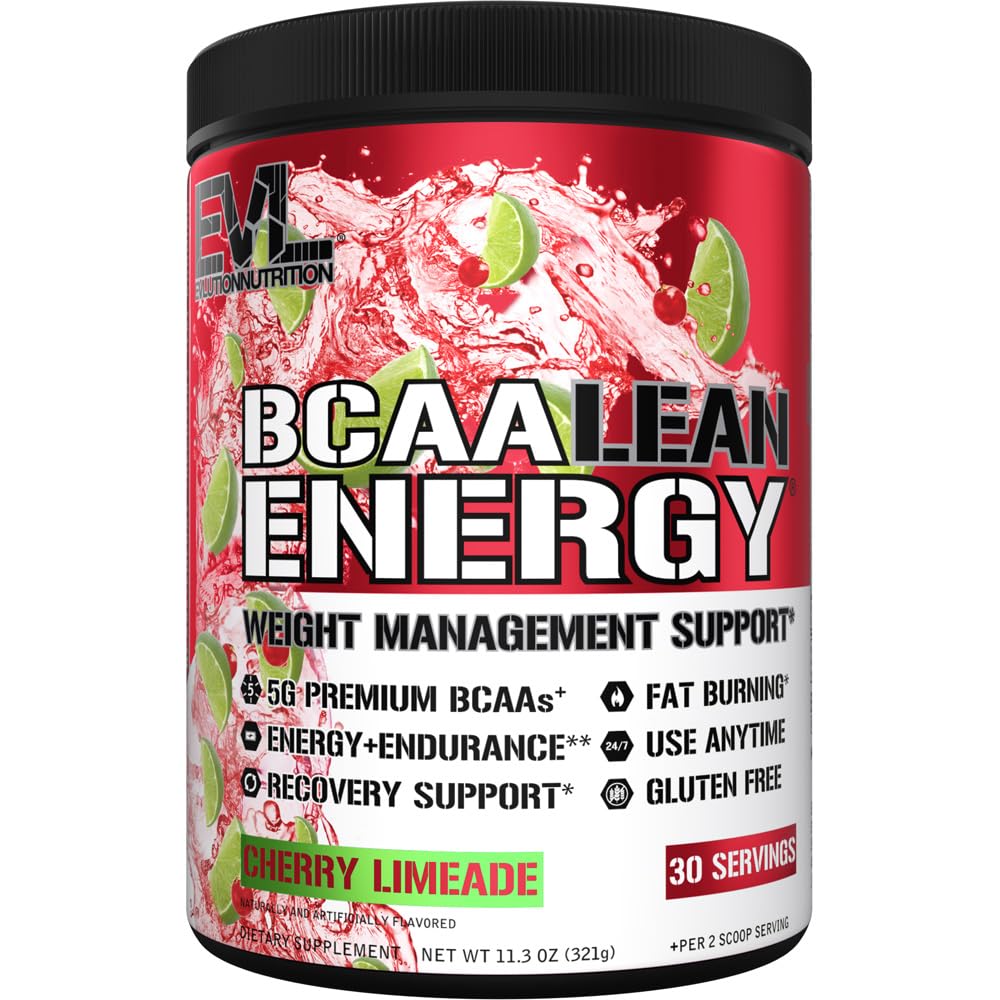 EVL BCAA Lean 에너지 분말 - BCAAs 아미노산과 청결한 Energizers를 가진 전 운동 녹차 뚱뚱한 가열기 지원 - Lean 근육 회복을 위한 포스트 운동 회복 음료 - Cherry Limeade