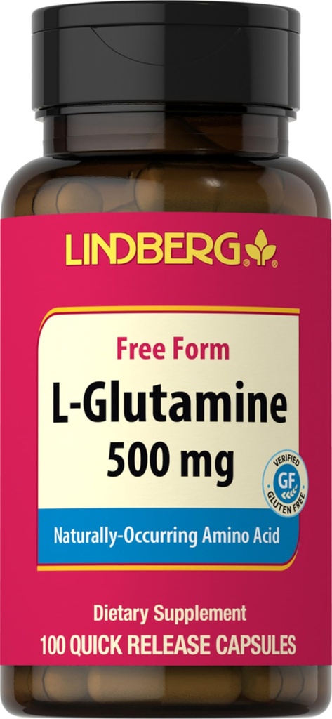 린드버그 L 글루타민 캡슐 여성 및 남성 | 500mg | 100 알약 | 무료 양식 보충 | 비 GMO, 글루텐 무료