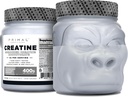 Primal Creatine Monohydrate 분말 (400 그램) | 사전 운동 및 회복을위한 Unflavored Micronized Creatine 근육 개발 보충교재 | 5g Creatine Monohydrate