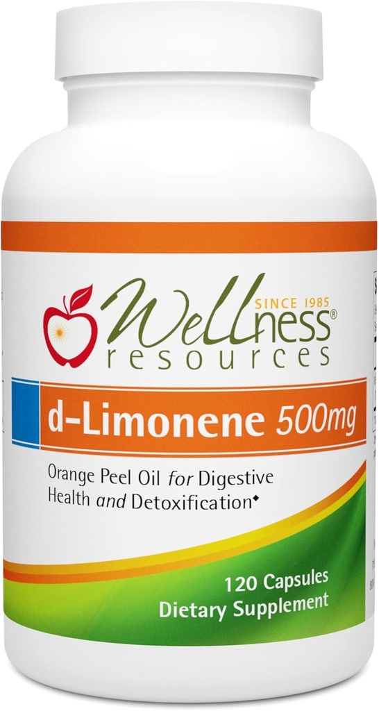 웰빙 자원 높은 효능 d-Limonene 캡슐 500mg, 120 캡슐 - 소화 건강, Heartburn, 산 Reflux, 해독을위한 오렌지 필 추출물