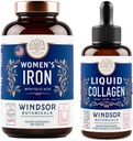 WINDSOR BOTANICALS 액체 콜라겐 및 철 여성 Beaty 및 웰빙 번들