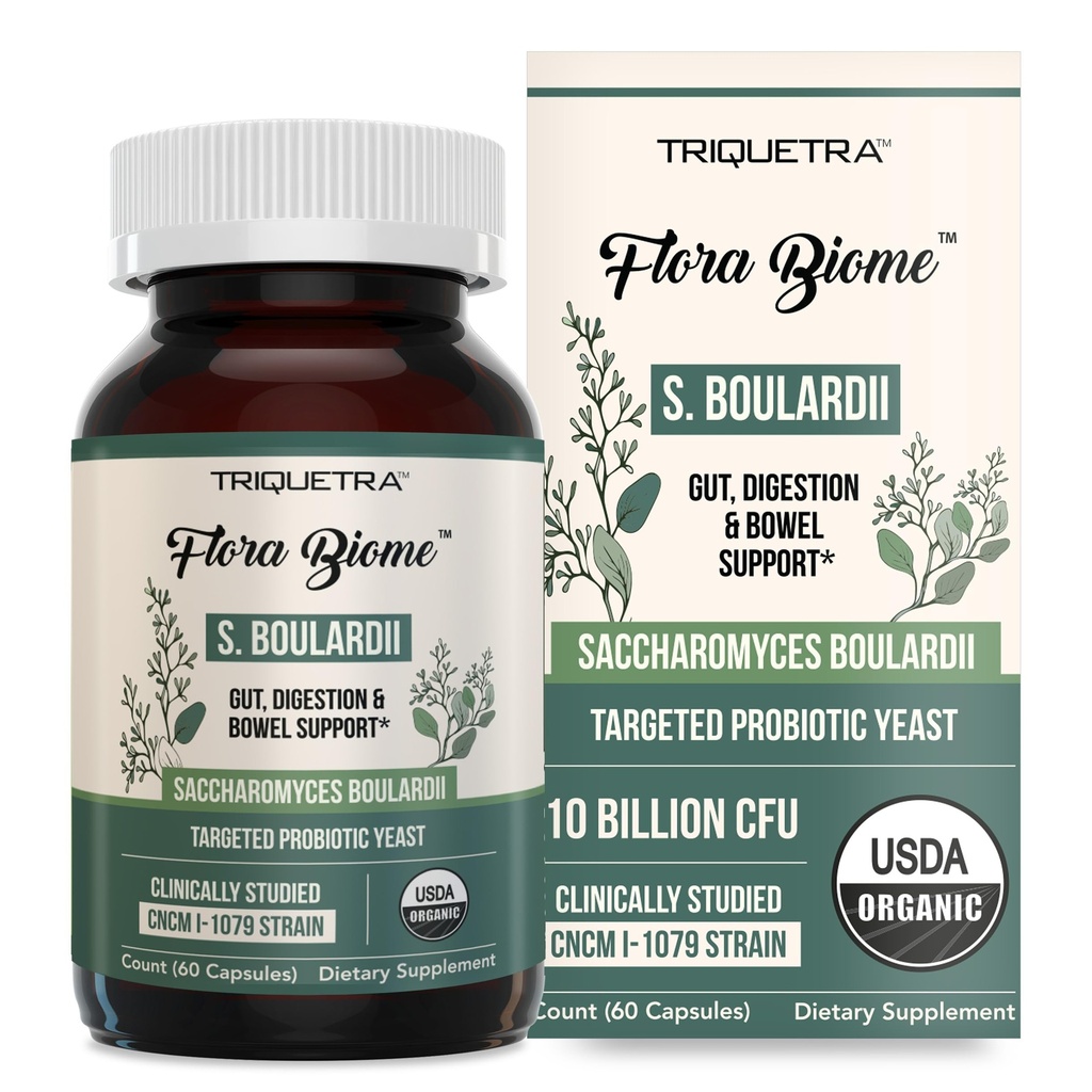 유기 Saccharomyces Boulardii - 10 억 CFU - 임상적으로 검증 된 CNCM I-1079 Probiotic Strain - Gut, Digestion & Healthy Bowel Support - S. Boulardii Probiotic의 첫 유기 형태 - 60 조사