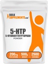 BulkSupplements.com 5-HTP 분말 - 5-Hydroxytryptophan, 5 HTP 보충 - 5-HTP 200mg, 무드 지원 보충 - 글루텐 무료, 서빙 당 200mg, 500g (1.1 파운드) (팩 1)