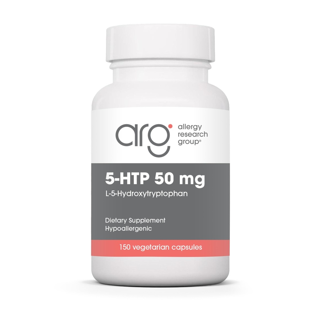 알레르기 연구 그룹 5-HTP 50mg 보충 - 남성 & 여성, 수면 지원, L-5-Hydroxytryptophan, 순수, 채식 캡슐에 대한 세로토닌 - 150 조사