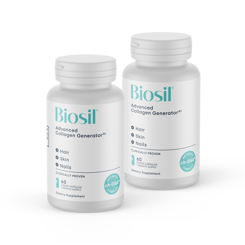Biosil Collagen 부스터 보충교재 - 60의 액체 캡슐, 2의 팩 - 피부, 머리, 못 & 합동을 위한 특허가 주어진 ch-OSA 활성제 - 지원 자연적인 생산 - 60 일 공급