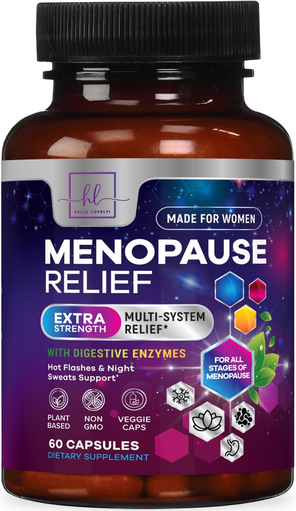 Menopause는 Dong Quai, Chaste Berry, Black Cohosh, 8 Billion CFU Probiotics를 가진 여자를 위해 보충합니다 - 질, 소화 건강을 위한 뜨거운 섬광 밤 땀 & Menopause 기복 Probiotics - 60의 캡슐