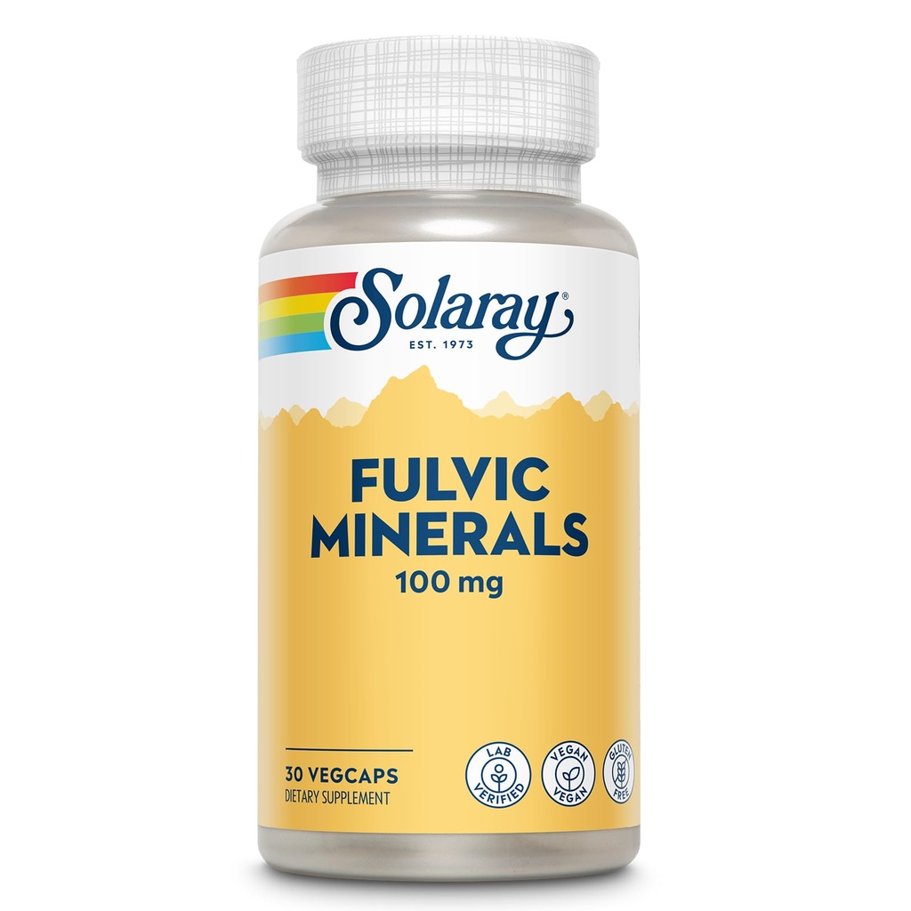 Solaray Fulvic 광물 100 mg | 히말라야 Shilajit | 건강한 소화, 피부 및 두뇌 지원 | 30 VegCaps