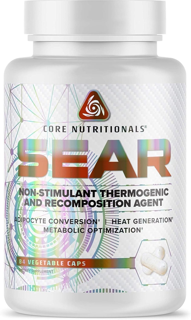 CORE Nutritionals Sear Thermogenic & Recomposition Agent | Non Stim Fat Burner | 체중 관리 지원 | 파라돌라이즈 곡물 | 84 식물성 캡슐