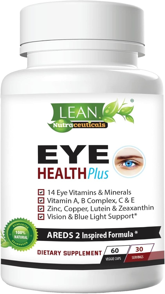 Areds 2 눈 건강 플러스 w/ 구리, 비타민 A B C E, Lutein & Zeaxanthin, Quercetin, 아연, Bilberry 추출물, Biotin - Sight 배려, 건조, 변형, 성인 60 캡슐을 위한 야간 시계 보충교재