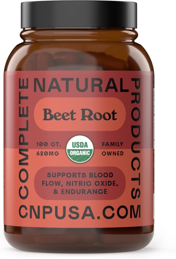 유기 사탕수수수수 620mg | 100 개 | Pure Beetroot Powder | Plant-Based, Non-GMO, Vegan Supplement | USA
