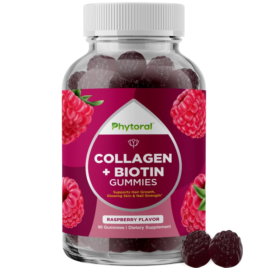 Biotin을 가진 여성을 위한 Hydrolyzed 교원질 펩티드 - 탄력성, 활력 & Hydration Gummies를 위한 머리, 피부 및 못 비타민 - 여성을 위한 자연적으로 Sourced Biotin와 교원질 - 90 조사