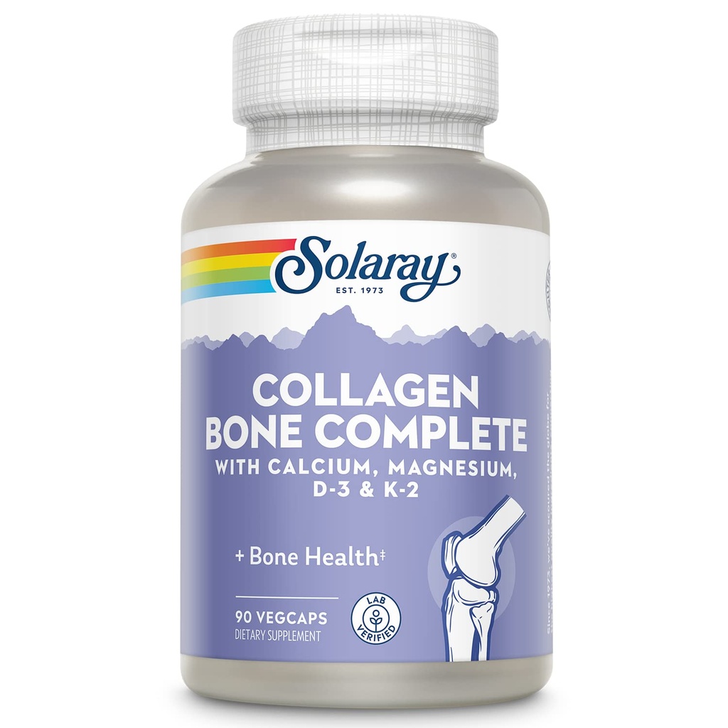 SOLARAY Collagen Bone Complete | 식물 칼슘 및 마그네슘의 고급 뼈 모체 공식 | 30 인분 | 90 VegCaps