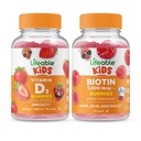 Lifeable Vitamin D Kids + Biotin Kids, Gummies Bundle - 훌륭한 타스팅, 비타민 보충, 글루텐 무료, GMO 무료, Chewable Gummy