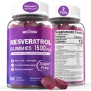 Resveratrol 보충교재 1500mg - Resveratrol Gummies 지원 NAD+, NMN & NMNH Synergy, Quercetin와 더불어, 포도씨, Acai Berries는 산화 방지제, 건강한 노후화 & 장수, 피부, 두뇌를 위해 추출합니다 - 2Pcs