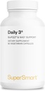 Supersmart Daily3 + Bio PQQ (All-in-One Formula) - 여성 및 남성을위한 멀티 비타민 - 45 Essential Nutrients | Non-GMO 및 글루텐 프리 | 1 개월 공급 - 90 채식 캡슐