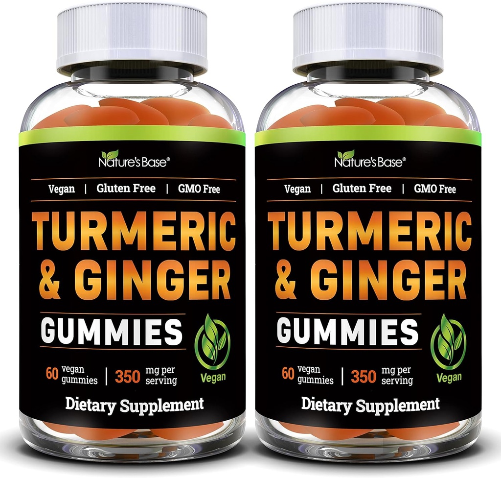 성인 (2 팩) - 합동 건강 & 면역 지원을 지원하는 Tumeric Curcumin 보충교재 - 120 Vegan Gummies