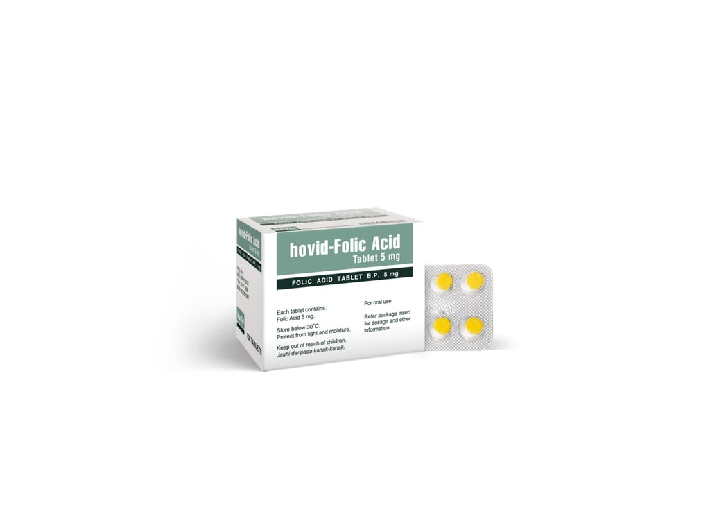 HOVID Folic 산 5Mg 100 정제 (100 정제의 3개의 상자의 포장)
