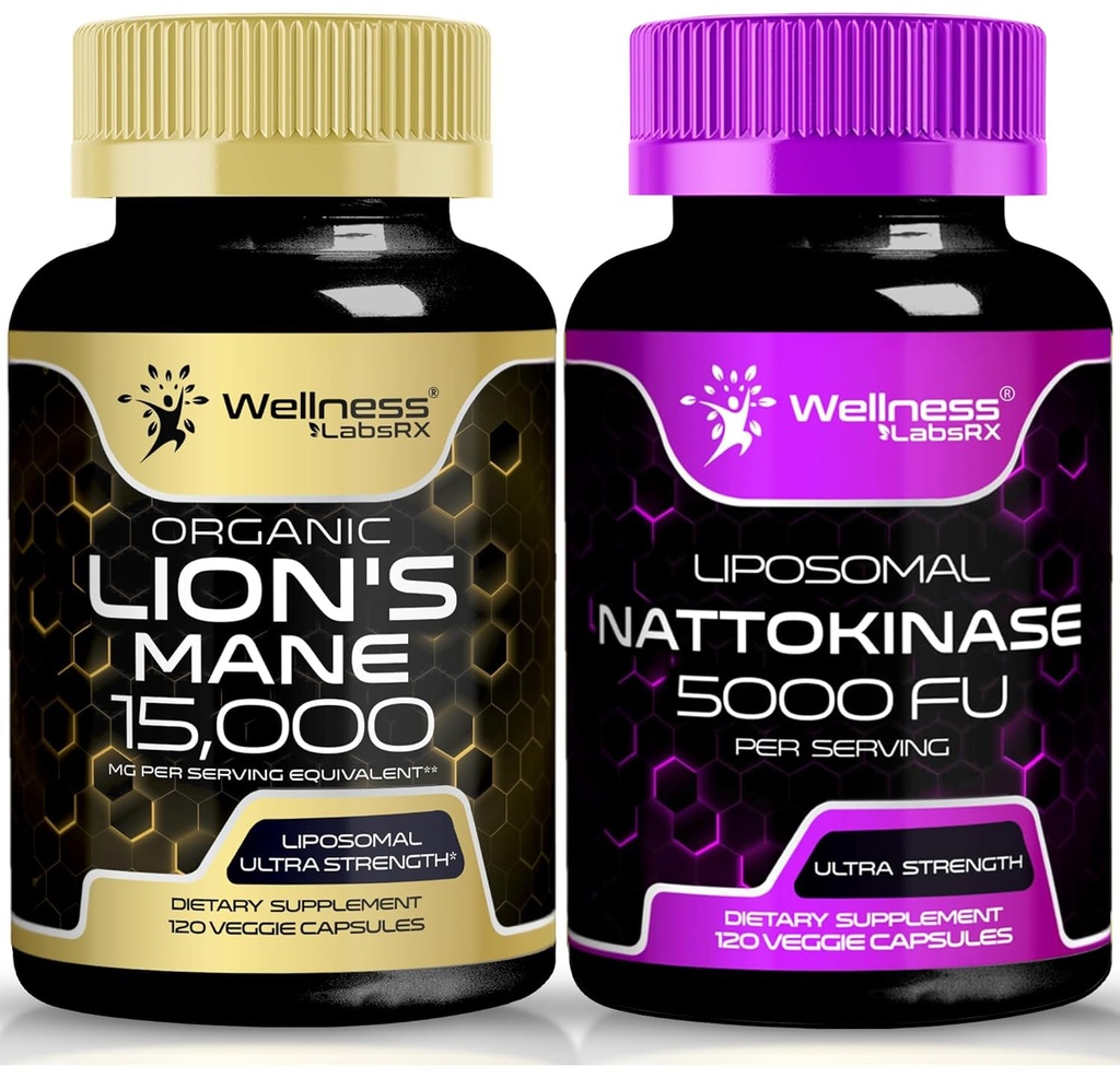 WELLNESS LABSRX 사자 Mane 보충 캡슐 Nattokinase 캡슐 | 번들