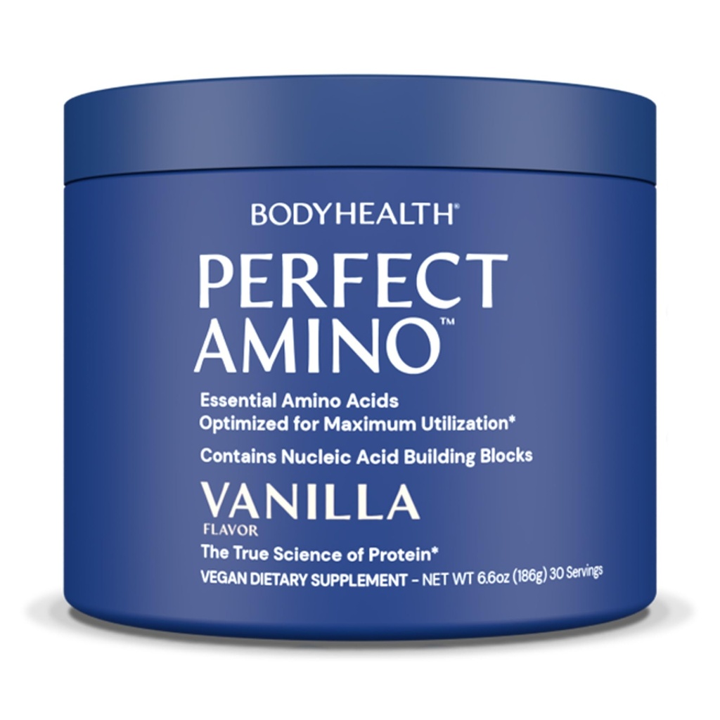 BodyHealth PerfectAmino Powder - 사전 및 포스트 운동을위한 BCAA 및 EAA 분말 - 남성과 여성을위한 아미노산 에너지 음료 Lean 근육과 회복을 지원하는 - Vanilla - 30 서빙