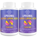 Liposomal 알파 Lipoic 산 1500mg - 아세틸 L 카르니틴 900mg & Ubiquinol 100mg & 비타민 E 15mg의 항 산화제 포도당 Metabolism Nerve 에너지를 위한 ALA 보충교재, 60 Softgels (2 병)