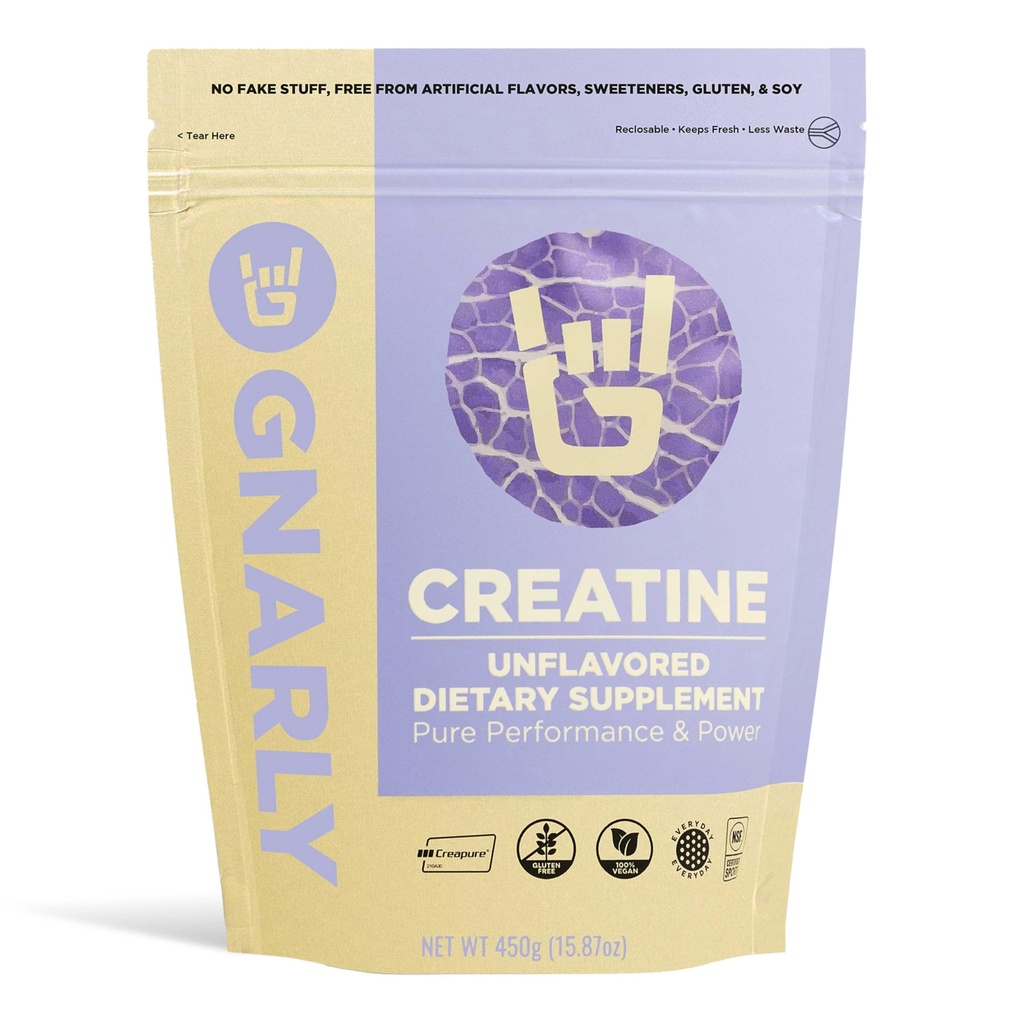 Gnarly Nutrition Creatine Powder – Creapure, Vegan Creatine 보충 – NSF 스포츠 인증, 최적화 된 복구 – 스포츠 영양 – 5g Creatine Monohydrate – Unflavored, 15.87 oz