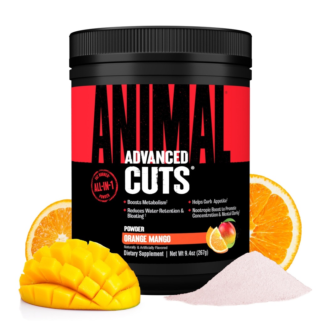 동물 컷 Thermogenic 지방 버너 분말 - Metabolism, 에너지, 초점 및 Ketones Appetite Suppressant와 Nootropic 두뇌 지원을위한 여성과 남성을위한 체중 감소 - 오렌지 망고 풍미