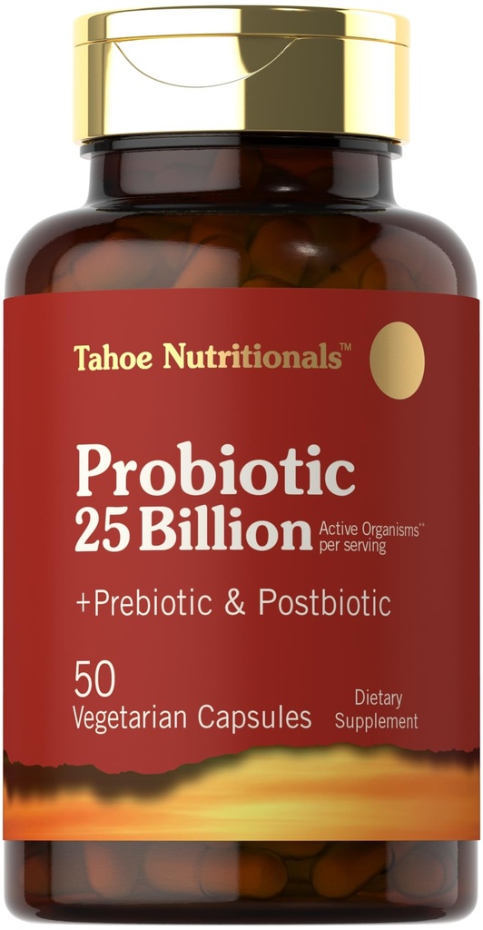 Tahoe Nutritionals Prebiotic, Probiotic & Postbiotic | 25억 CFU | 50개 분말환 | 남자와 여자의 소화 건강 | 채식주의 및 비 GMO 보충교재