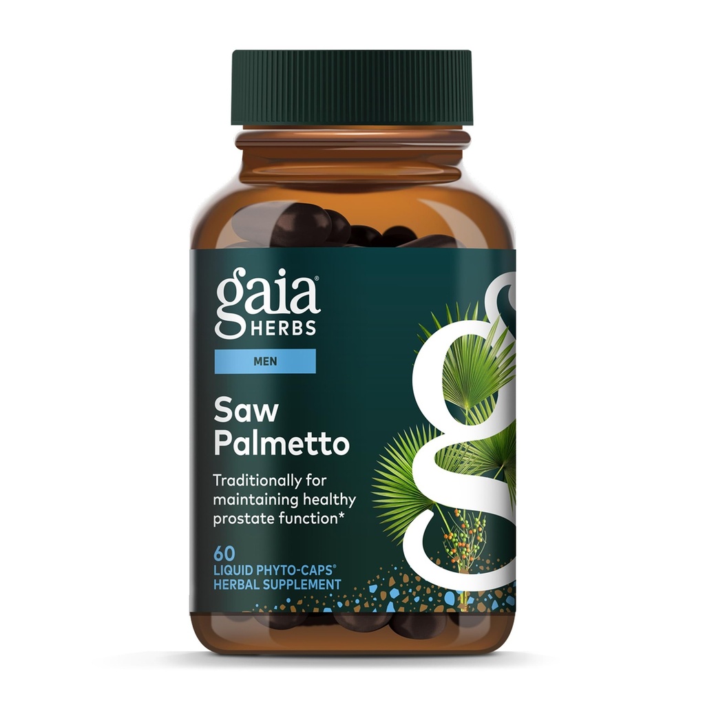 Gaia Herbs Saw Palmetto - 남자를위한 건강한 전립선 기능을 지원 - 결론은 Palmetto와 Sunflower Seed Lecithin을 참조하여 남성 건강 지원 - 60 Vegan Liquid Phyto-Capsules (30 일 공급)