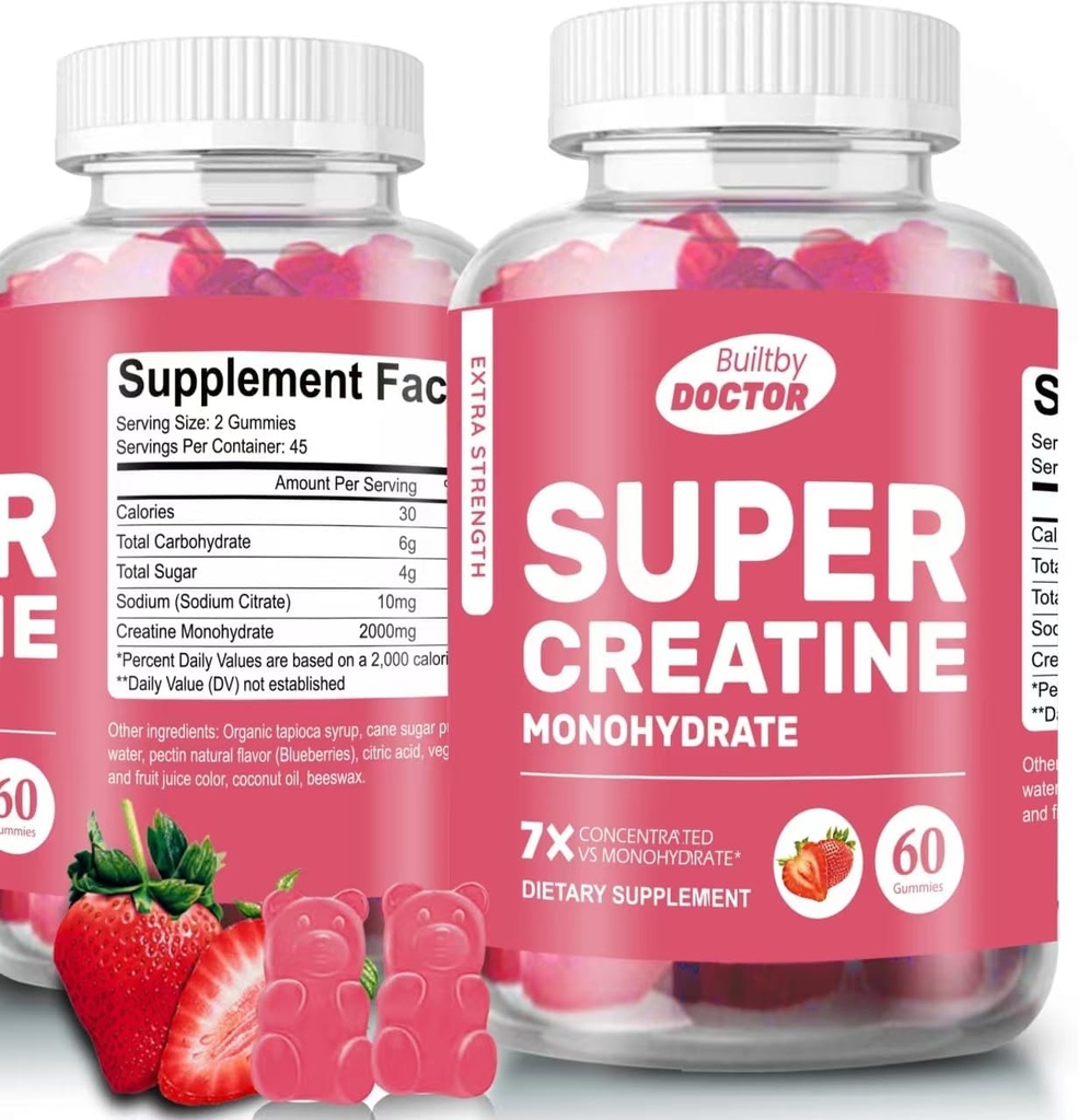 남자와 여자를 위한 최고 Creatine Monohydrate Gummies, 설탕 자유로운, 30의 서빙, Vegan, 글루텐 자유로운, 근육 크기 및 힘을 증가하는 보디 빌딩 회복 보충교재