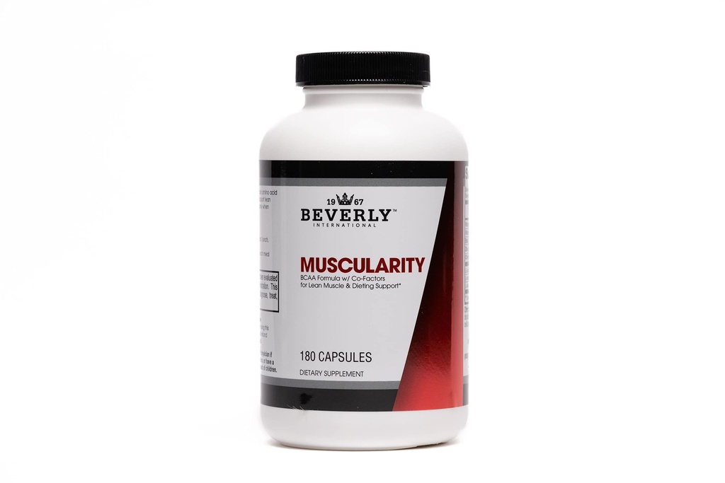 비버리 국제 Muscularity 전문 BCAA 공식, 180 캡슐. 분기된 사슬 아미노산 + 크롬 Picolinate, B6-B12. 개량 에너지 대사 - 근육 회복 - 근육 감시.
