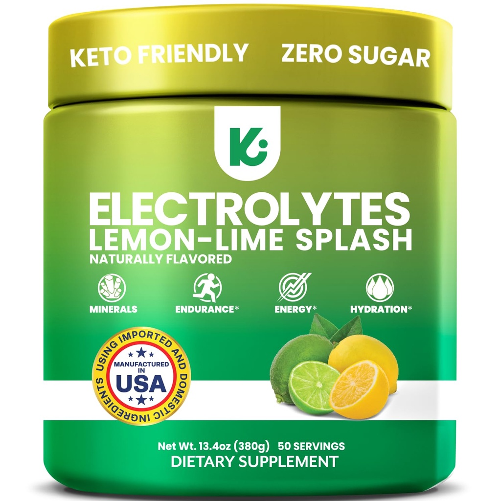 Keppi Electrolytes Powder – 레몬 라임 맛 50 서빙 – 칼륨, 마그네슘, 나트륨과 설탕 히스 보충 – 케토, 채식, 패스킹 - 금요일, Zero Calorie Electrolyte 음료