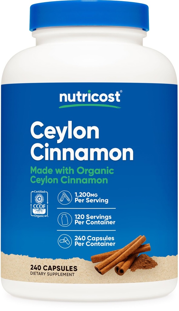 Nutricost Cinnamon 캡슐 (240 캡슐) 서빙 당 1200mg - 글루텐 자유로운