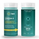 Iwi Omega-3 Essential & DHA Omega-3 번들, 30 서빙, Vegan Plant 기반 조류 오메가 3, Krill & Fish Oil Alternative, No Fishy Aftertaste