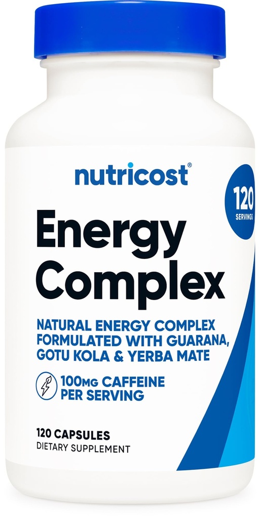 Nutricost 자연 에너지 약 Complex 120 캡슐, 100mg 카페인 - 글루텐 무료 - Non-GMO