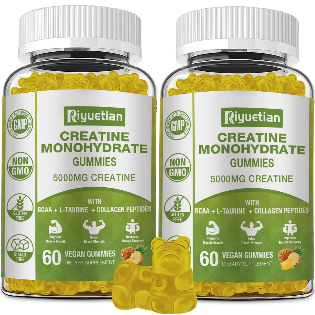 크레아틴 Monohydrate Gummies, 남자 & 여자를 위한 크레아틴, 초점과 내구시간을 강화하는 Chewable Creatine, 서빙 당 5g 크레아틴, 설탕 자유로운, 120 조사