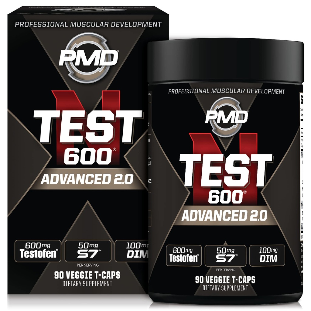 PMD 스포츠 N-테스트 600 남자를위한 고급 니트로 산화물 부스터 - 임상적으로 Studied Testofen - Lean 근육과 에스트로겐 억제와 강도 이득 (90 Veggie -Caps)