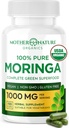 어머니 자연 유기 Moringa 캡슐 – 유기 Moringa 잎 분말, 단일 원산지, 에너지 및 면역 지원, Metabolism, 초점, 비타민 C – Vegan, 500mg, 120 캡슐