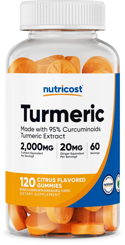 Nutricost Turmeric Gummies 2,000mg 서빙 당 Tumeric (120 Gummies) - 60 서빙