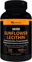 ML 자연스 미니 해바라기 Lecithin 1000 mg 120 Softgels, 삼키기 쉽게, 뇌 건강을 지원. 비 GMO, NSF 인증 및 cGMP 준수