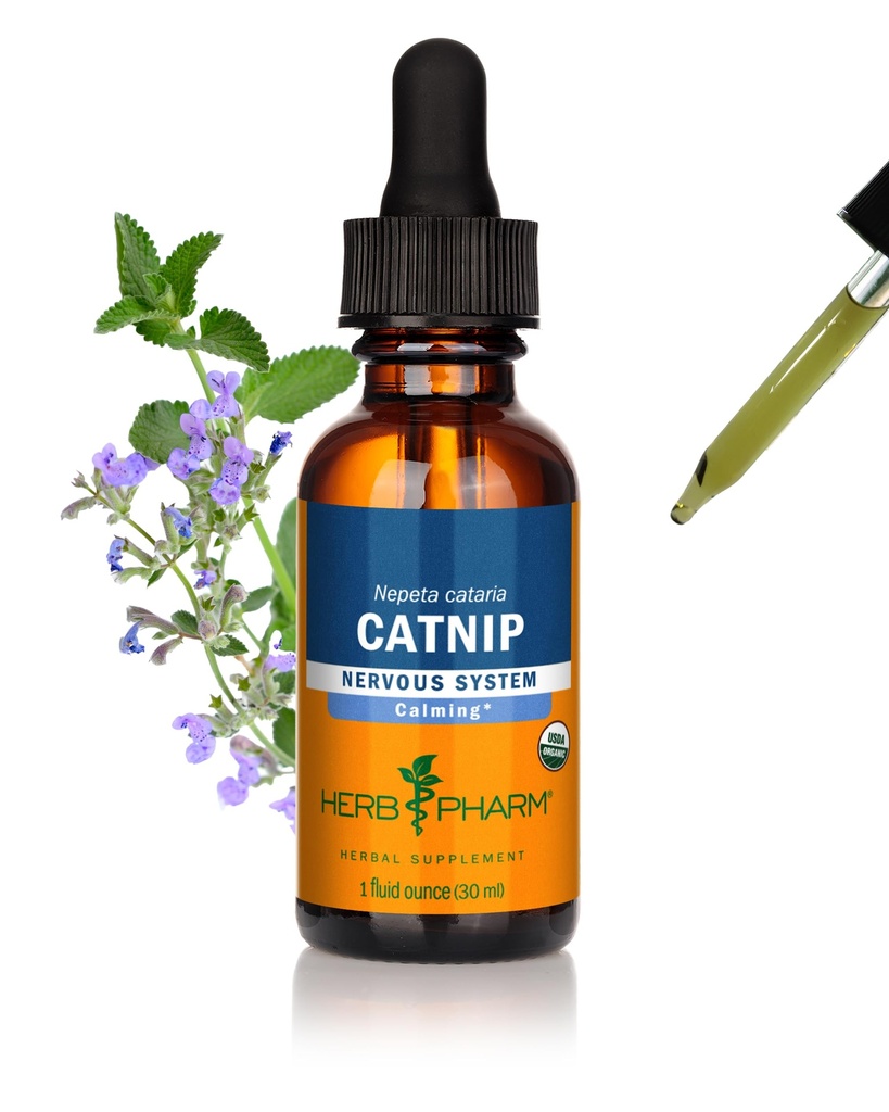 허브 Pharm 인증 유기 Catnip 액체 추출 물 Calming 신경 시스템 지원, 1 Fl Oz