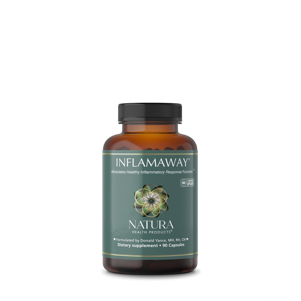 Natura Health Products InflamAway Supplement - 건강한 염증 반응을 조절 - Boswellia Serrata, Bromelain, Ginger, Black Pepper (BioPerine) 및 중국 Skullcap (90 캡슐)를 특징으로
