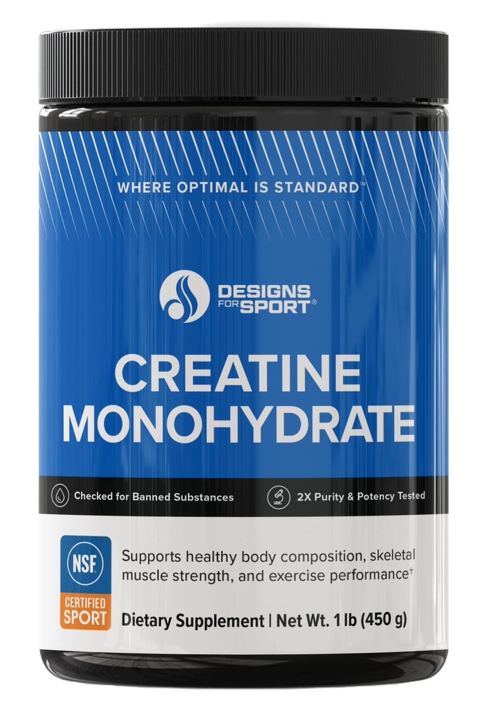 스포츠용 설계 Micronized Creatine Monohydrate Unflavored Powder - 스포츠용 NSF 인증, 90 서빙, 근육 회복, 뇌 건강, 사전 및 포스트 운동 강도 지원