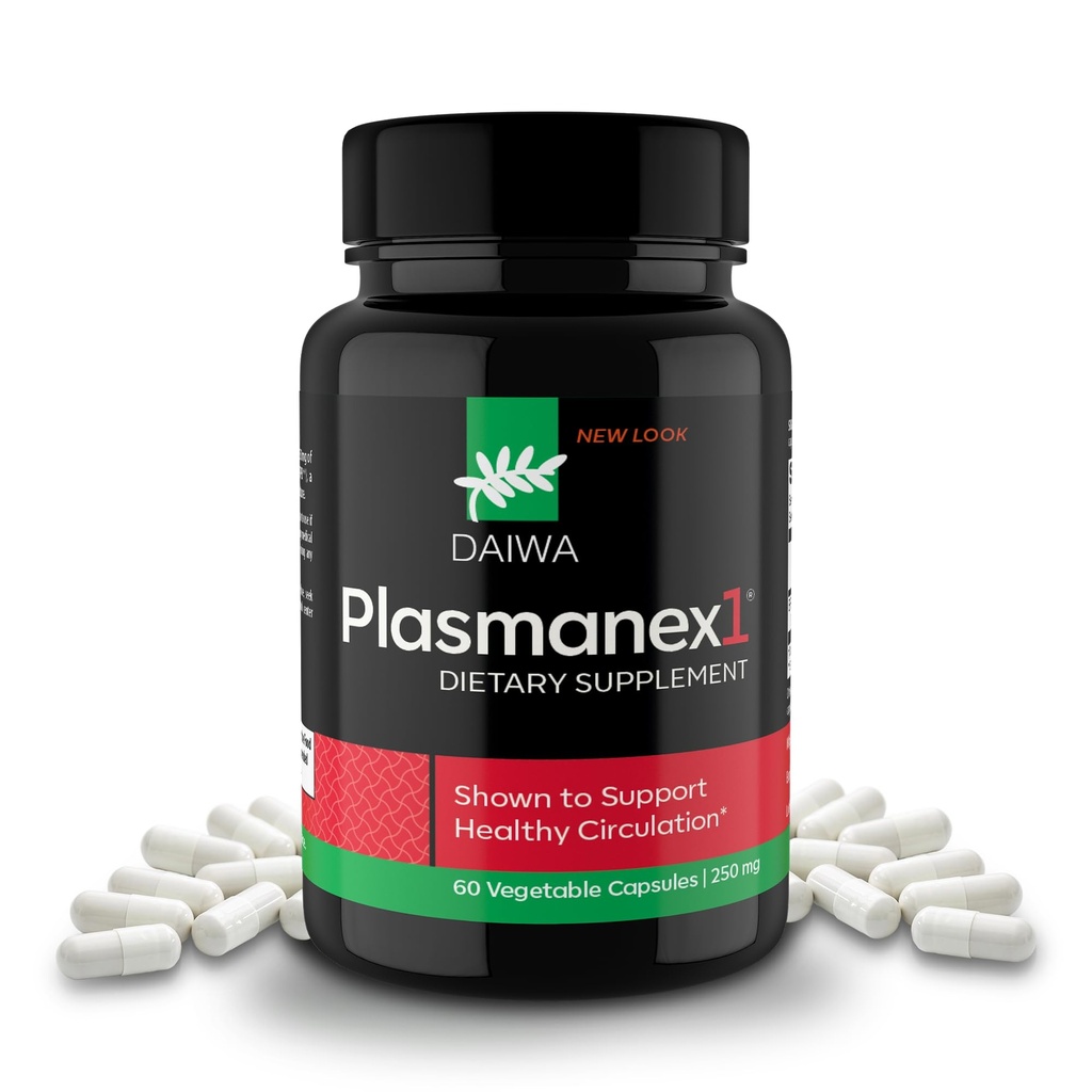 Daiwa Plasmanex 1 - 혈액 및 정맥 순환 보충제 - 균형 순환, Encourage 건강한 다리 및 정맥 - 60 Vegan 캡슐