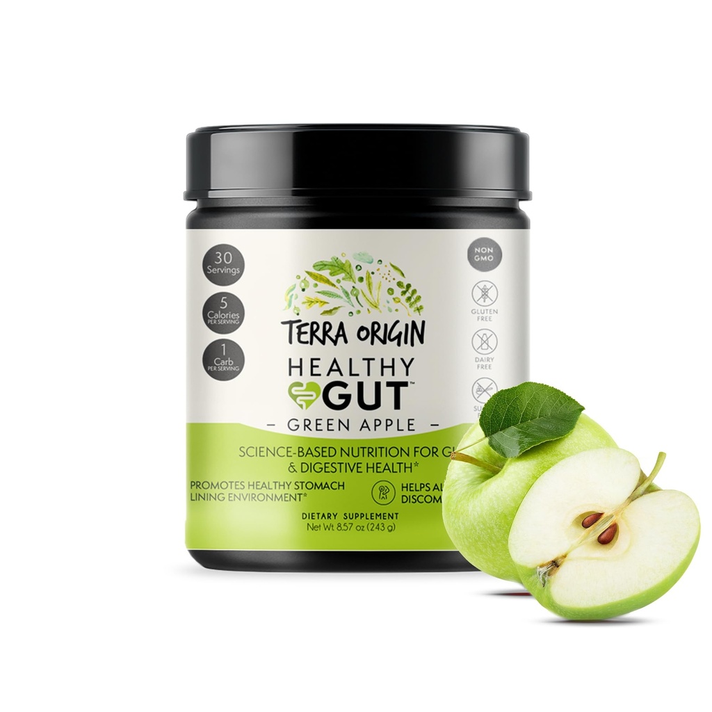 건강한 Gut 녹색 애플 | L 글루타민, 아연, 글루코사민, Slippery Elm Bark, Marshmallow 뿌리와 함께 30 조각!